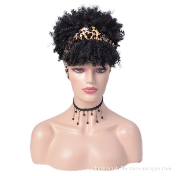 Best Selling Wholesale Cheap Short Headband Wigs Kinky Curly Synthetic Wig With Headband Attached For Black Women